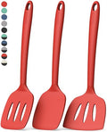 Coukre 3 Pack Silicone Spatula Set, Heat Resistant to 500°F, BPA-Free | Fish Spatula, Solid & Slotted Turners, Dishwasher Safe, Spatula Set for Eggs, Pancakes, Fish & Burgers, PureRed - color: PureRed