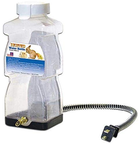 Farm Innovators HRB-20 Heated 32-Oz Water Bottle for Small Animals | Thermostatically controlled to operate only when necessary, for rabbits, guinea pigs, birds, and small rodents, 20W - size: 4.2 x 4.2 x 11.5 inches ; 1 pounds
