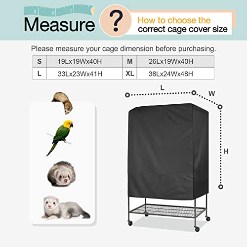 Explore Land Bird Universal Pet Cage Cover Good Night, Black, L | For Cats, Mink, Totoro, Parakeet, Parrot and Small Animals - size: Large