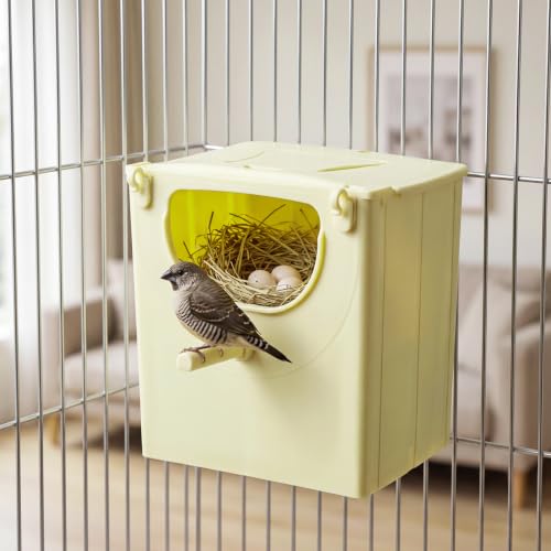 Zerodeko 4-Pack Bird Breeding Boxes Hanging Nesting Houses for Small Birds Finches Sparrows Parakeets Lovebirds with Easy Clean Design and Durable Construction 5.11X5.11X3.93 Inches