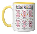 Funny Nursing Bunny Eggs Medical Pain Scale Easter Nurse Ceramic Mug, Yellow/White - color: Yellow/White