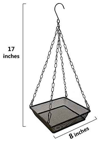 Hanging Bird Feeder Tray Platform Metal Mesh Seed Tray for Bird Feeding Outdoor Garden Decoration for Backyard Attracting Wildbirds