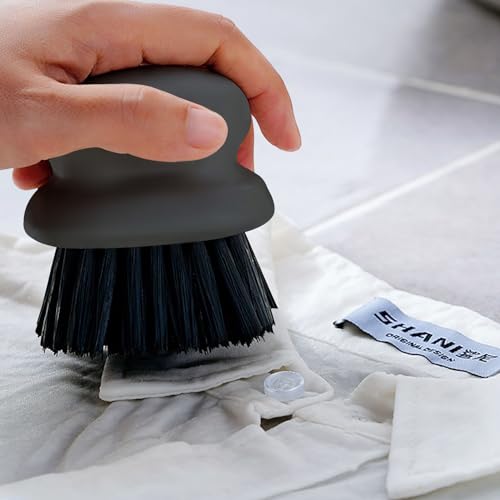 2Pack Dish Scrub Brush, Palm Brush Dish Scrubber with Ergonomic Grip, Kitchen Scrub Brushes for Cleaning for Pans, Pots, Kitchen Sink Cleaning-Black
