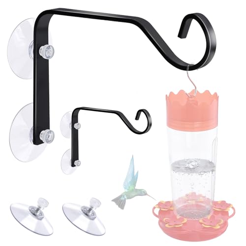 2 Pcs Heavy-Duty Window Suction Cup with Hanger, Window Mounted Wildlife, Hummingbird, Bird Feeders, Decorative Birdhouses, Wind Chimes & Plants, Strong Load-Bearing Hanging Hook