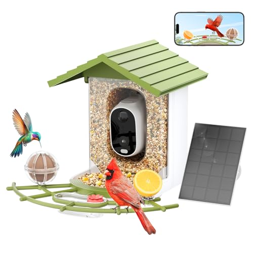 Onforu Smart Bird Feeder with Camera, 2.5K QHD Camera Birds Feeder Outdoor Solar Powered, AI Identification, Instant Notifications, 2.4GHz WiFi, 2-Way Audio & Night Vision, Gift for Bird Lovers