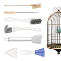 7-Piece Set Bird Cage Cleaner,Small Animal cage Cleaning Tool Wooden and Stainless Steel Cleaning Brush Long Handle Cleaning Brush Spatula Bird Cleaning Bird Drops Multipurpose Cleaning - color: 7a