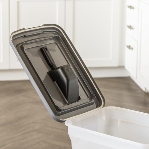 IRIS USA Dog Food Storage Container, Up to 54 lbs, Dark Gray, Made in USA | Includes 2-Cup Scoop & Wheels, Airtight Seal, BPA-Free, Bird Seed, Cat food, Cat Litter, Treats, Keeps Kibble Fresh - color: Dark Gray, size: 40 lbs
