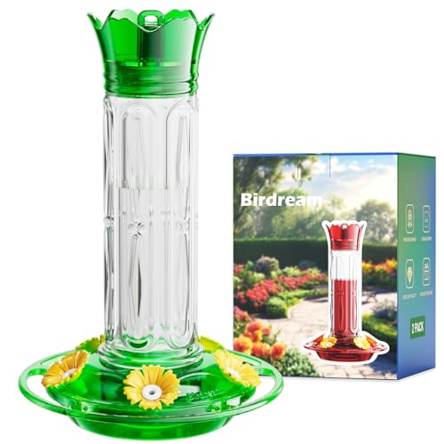 Birdream 10oz Hummingbird Feeders for Outdoors, Plastic Hummingbird Feeder with 5 Bee Guard Feeding Ports & Cleaning Brush, Gift Box Design, Leak Proof, Built-in Ant Moat, Green - color: Green, size: 1 Pack