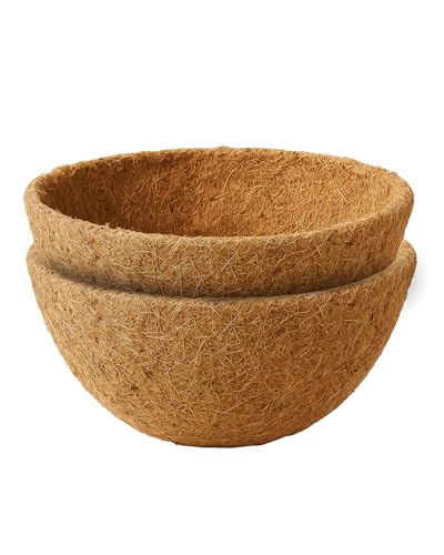 18 Inch Coconut Fiber for Plants, Round Pre-Formed Coco Planter Liner, Pack of 2 | Thick Natural Coconut Fiber Basket Liners for Hanging Planters, Window Boxes & Pet Nesting