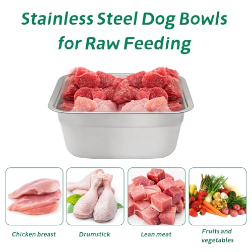 Dog Bowl Stainless Steel Water and Feed Dish with Non-Slip Pads (0.85Gal-1 Set) - size: 0.85Gal-1 Set