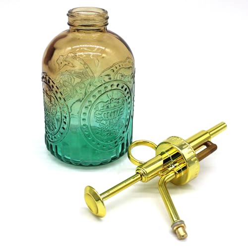 Glass Plant Mister Spray Bottle, 350ML Vintage Plant Spritzer with Top Pump Watering Can for Indoor Outdoor House Plants,Flowers (Yellow-Green Gradient) - color: Yellow-Green Gradient