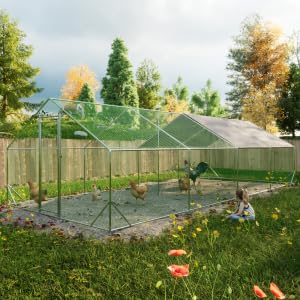 Heavy Duty Metal Chicken Coop with Hardware Cloth (312" L x 120.5" W x 78.72" H) - size: 312.1"L x 120.5"W x 78.7"H