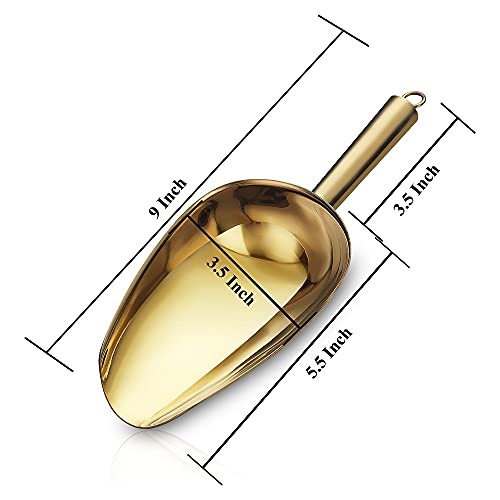 Gold Ice Scoop, Fashion Ice Cream Scoop, Premium Stainless Steel Cookie Scoop, Dog Food Scoop, Sturdy Flour Scoop, Utility Candy Scoop, Dishwasher Safe (8oz/9 Inch) - color: 3. Gold
