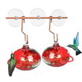 Pozfun Set of 2 Hummingbird Feeders for Outdoors Hanging,Hand-Blown Glass Hummingbird Feeder with Silicone Feeding Perch,Never Leak,Gardening Gifts for Woman Man - color: Phoenix Tail Red