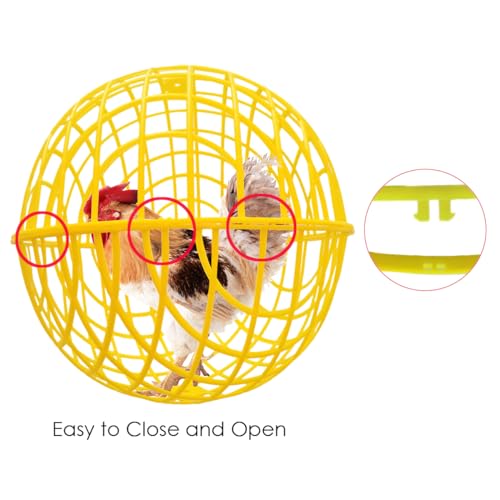 15" Ball-Shaped Movable Chicken Coop,Pigeon Rabbit Duck Safe Walking Net,Preventing Trampled by Horse,Predation by Eagles, Wolves,Dog Bites. Pet Removable Prevent Harassment Safety Hutch - color: Yellow