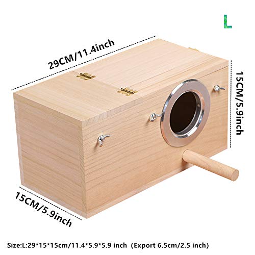 YJJKJ Wood Parakeet Nest Box Pet Bird House Parrot Breeding Mating Box Bird Cage Box for Lovebirds Cockatiel Parrotlets Budgerigar Parakeet (L) - size: Large