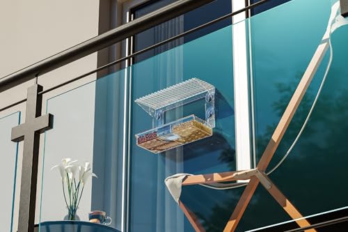 Window Bird Feeders With Strong Suction Cups for Cats,Kids,Acrylic Birdhouse and Water Combo,Clear Bird Feeders for Window Viewing Inside,See Through Window Mount Wild Birdfeeder Gifts for Birds Lover