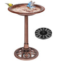VIVOHOME Bird Bath with Solar Fountain for Outside, Pedestal, Bronze | Solar-Powered Pump, Weather-Resistant Polyresin, 20-Inch Bowl, for Outdoor/Garden, Bird-Friendly, Easy to Clean - color: Bronze