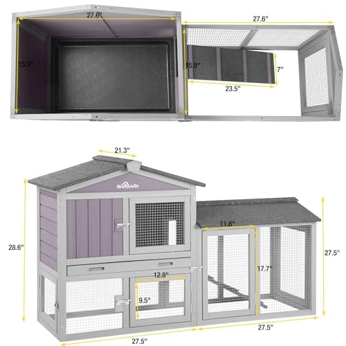 Aivituvin Chicken Coop Outdoor Rabbit Hutch Expandable Indoor Cage for Bunny, Small Chicken, Quail, Duck 57" L