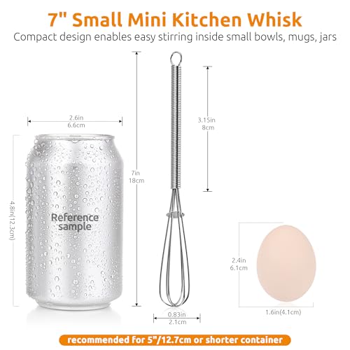 U-Taste 600ºF Heat Resistant 13.6in Solid & Slotted Thick Kitchen Silicone Turners (Black) and 18/8 Stainless Steel 7" Mini Whisk for Cooking