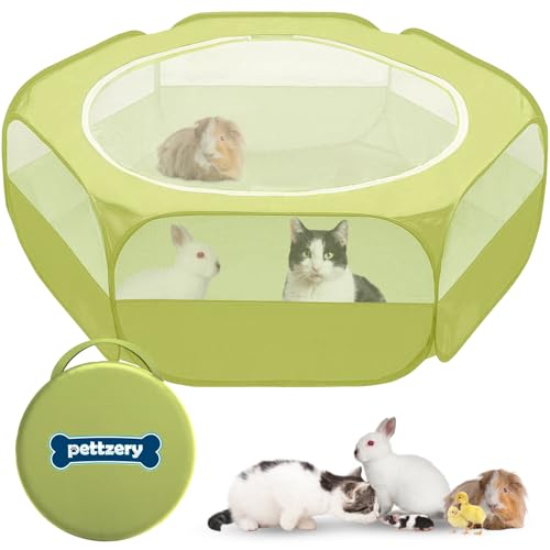 Small Animal Playpen with Zippered Top, Portable Waterproof Pet Cage (47"x23") for Kitten, Bunny, Guinea Pig, Hamster, Chicken Brooder, Indoor & Outdoor Exercise Pen, Foldable Design - color: Green