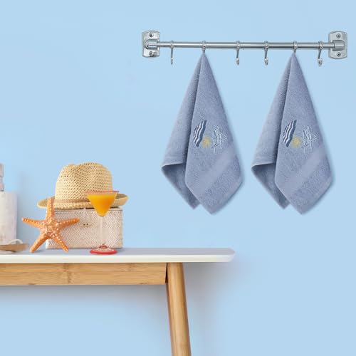 SmoothNovelty 2 Pcs Beach Chair Hand Towels for Bathroom Decor 14x29 Inch | Embroidered Bathroom Hand Towels, 100% Cotton, Soft Absorbent, Summer Beach Coastal Theme Bathroom Kitchen Decor - style: Classic Beach Chair