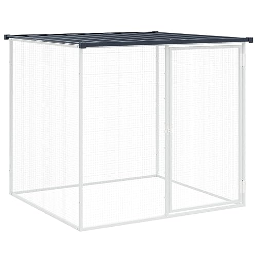 Galvanized Steel Chicken Cage with Roof 79.9"x38.6"x35.4" Anthracite Metal Animal Hutch for Indoor Outdoor Use, Rabbit Coop Duck Pen with Extension Cage and Lockable Door - size: 79.9" x 38.6" x 35.4" (L x W x H)