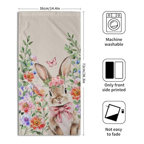 Giwawa Flower Bunny Easter Kitchen Towels Spring Floral Rabbit Eucalyptus Leaves Dish Towel 14x28 Inch Seasonal Farmhouse Holiday Decoration Hand Towels Set of 2 - color: Bunny Beige