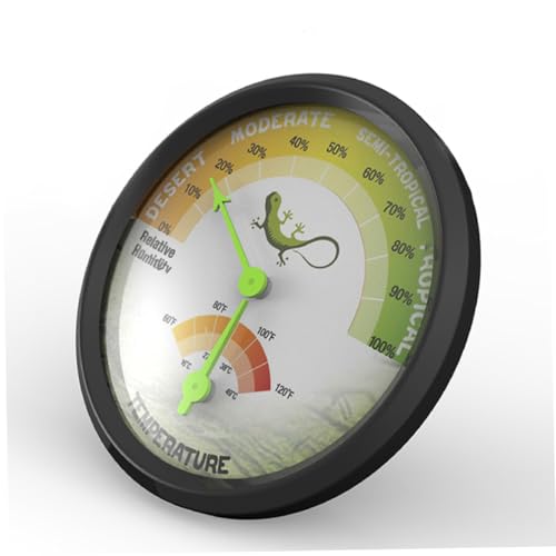 High Precision Reptile Thermometer Hygrometer with Back Sticker Reusable Mechanical Temperature and Humidity Gauge for Terrarium Vivarium Brooder Easy to Install and Design