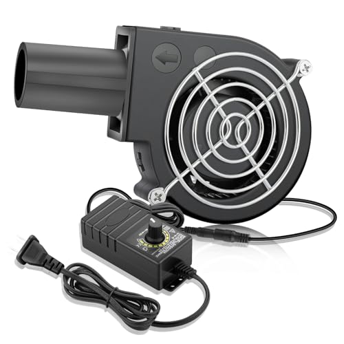 9733 Small Centrifugal BBQ Blower Fan with Variable Controller | 120V–240V AC power plug, for camp,grill,wood stoves,furnace,forge fire bellows and charcoal starter projects - size: 9733-AC Control