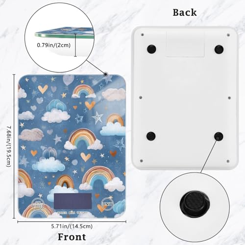 Food Scale Kitchen Scale Food Weight Scales Digital Weight Grams and Ounces Small Electronic Food Scale for Baking Cooking Blue Cute Rainbow Hearts Clouds Stars - color: Blue Cute Rainbow Hearts Clouds Stars