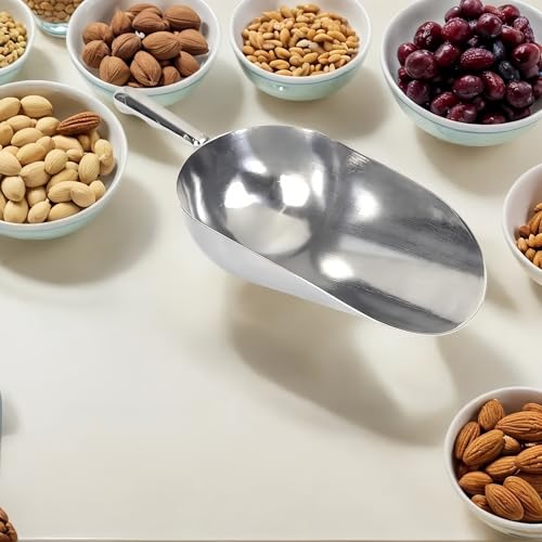 Heavy-Duty Cast Aluminum Kitchen Scoop - Rust-Proof, Ergonomic S-Handle Ice Cube Endurance Scoopfor Ice, Candy, Popcorn, Coffee Beans, Flour & Pet Food - Commercial-Grade Durable Design (M（12oz）) - size: M（12oz）