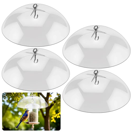 4 Pcs 10.2 Inch Plastic Bird Feeders Dome Cover for Hanging Hummingbird Feeder Weather Guard Protective Dome Squirrel Baffle for Bird Feeder Pole Covers(Clear) - color: Clear