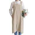 Cotton Aprons for Women and Men | Cross-Back Apron with Pockets - color: Oatmeal