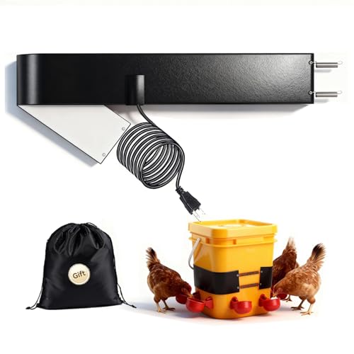 1 PCS Chicken Water Heater for Winter, 40W Safe Thermo Bucket Belt Heated Strapr Fits Most 2-5 Gallon Chicken Waterer, Energy Efficient Freeze Protection for Poultry Livestock+1 Bag