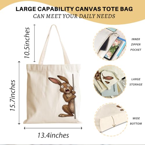 Cartoon Canvas Tote Bag, Gifts for Women Men Birthday Christmas Reusable Tote Shoulder Bag for Grocery Shopping 01 - color: Rabbit 469
