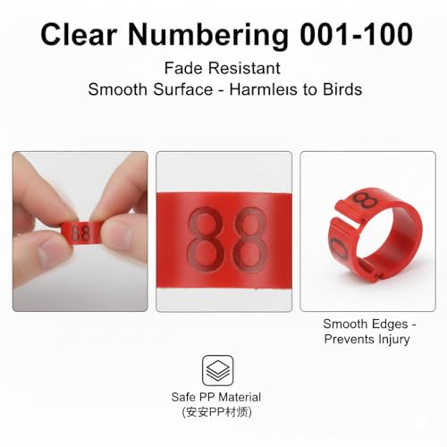 100 PCS Pigeon Leg Band Plastic Leg Band, Numbered Poultry Leg Band for Chicken Quail Dove Farm Identification(Brown) - color: Brown