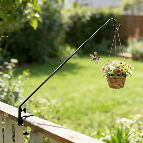 ERYTLLY Heavy Duty Deck Hook, Extensible and Adjustable Deck Hook with 2" Non Slip Horizontal Clamp for Hanging Bird Feeder, Plants, Suet Baskets,Wind Chimes,Lanterns and More - size: Deck Hook - Adjustable Length - 1 Pack
