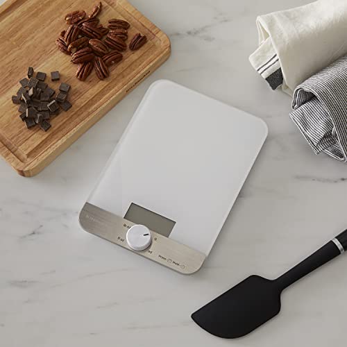 KitchenAid KQ908 Glass Surface 11 Pound Capacity Digital Kitchen and Food Scale, White - color: White, size: 11 lb