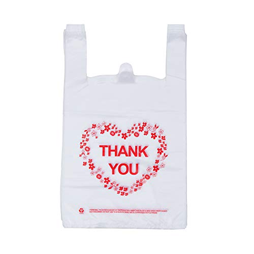 LazyMe Thank You Plastic Bags with Handles, T Shirt Bags 12x20 Inch, 50 Ct | Plastic Grocery Bags for Small Business, Retail Stores and Merchandise, Bolsas De Plastico Para Negocio - color: 50pcs