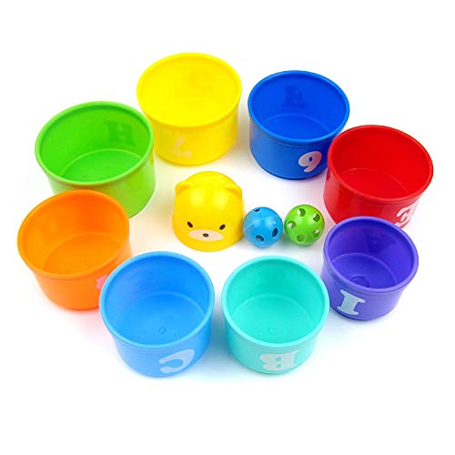 Hypeety Pet Bird Parrot Educational Stacking Cup Treat Toy Colorful Training Toy Intelligence Development Playing Training Toy for Macaw Budgies Parakeet Cockatoo - color: Stacking Cups