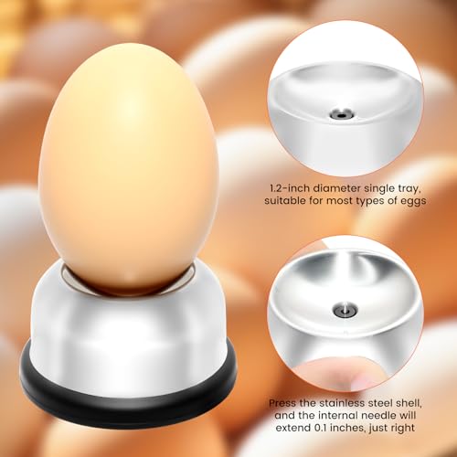 Egg Piercer for Boiling & Baking, Stainless Steel Egg Puncher with Spring-Loaded Needle & Non-Slip Base, Prevents Cracking for Perfect Hard/Soft Boiled Eggs, Eggshell Peeler Tool (Black) - color: Black