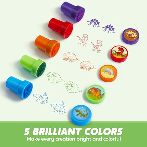 JOYIN 50PCS Dinosaur Stamps for Kids, 50 Different Designs, Fossils, Sea Dinosaurs, Stamps for Dinosaur Party Favor Bags, Classroom Prizes Stuffers, Treasure Box Toys, Birthday Gift - style: Dinosaur