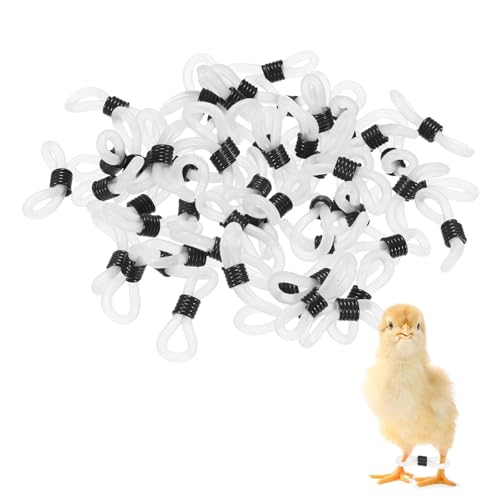 M METERXITY 50-Pack Adjustable Chick Leg Bands, 0.79" x 0.2" Silicone Chicken Leg Brace for Chicks/Ducks/Birds [Black] Poultry Leg Bands