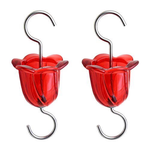 Pack of 2 Flower Design Glass Ant Moat for Hummingbird and Oriole Feeders Large Capacity Guard for Nectar Feeders
