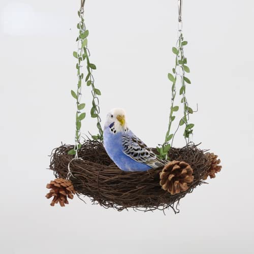 Natural Rattan Nest Small Medium Large Bird Swing for Parrot Parakeet Cockatiel Conure Cockatoo Macaw Amazon African Grey Lovebird Finch Canary Budgie Cage Perch Toy (Large) - size: Large