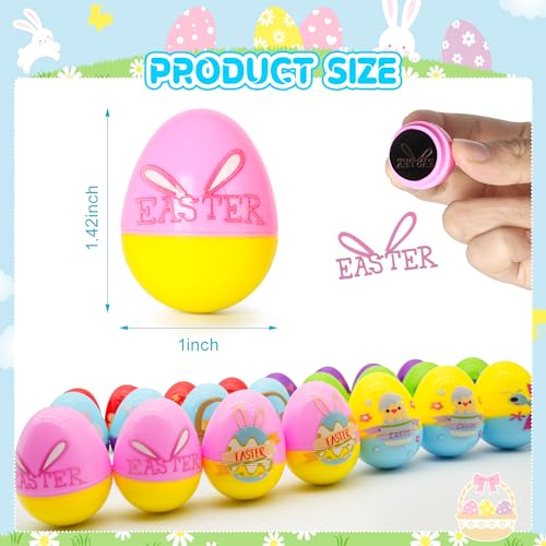 Childom 24 Pcs Easter Egg Fillers Stuffers for Kids, Easter Stamps Basket Stuffers, Easter Stamps Toys Bulk for Easter Eggs Hunt, Easter Party Favors for Goodie Bags,Classroom Prize Supplies, Children - style: Easter