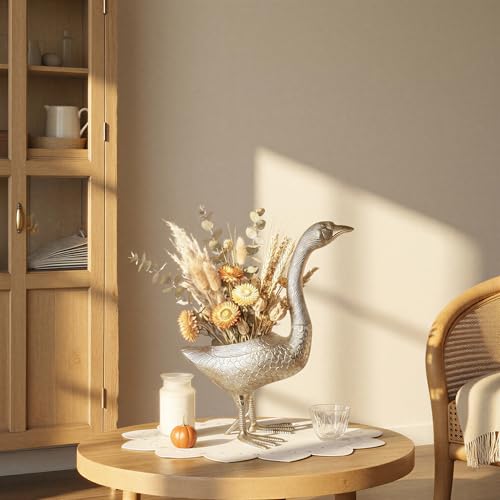 Creative Co-Op Cast Aluminum Goose Shaped Planter Container with Sculptural Farmhouse Silhouette, Gold Finish