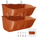 Hanging Chicken Feeders,Duck Feeder Waterer,Small Feed Trough 1.3 Quart 2 Pack,Hanging Fence Feed Trough for Poultry,Terracotta - color: Terracotta, size: 1.3 Quart (2 Pack)