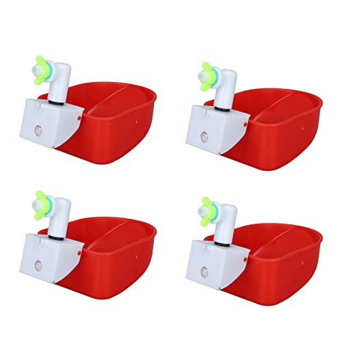 Automatic Poultry Fount, Large Drinking Bowl, Universal Red PP Poultry Waterer with Grooves for Water Conservation, Ideal for Chicken Duck Goose Quail Bird Cat Dog